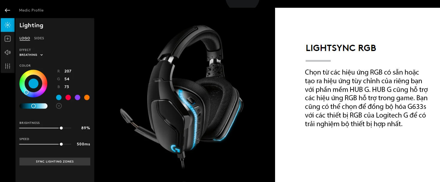 Tai nghe Logitech G633s 7.1 Gaming Headset 5