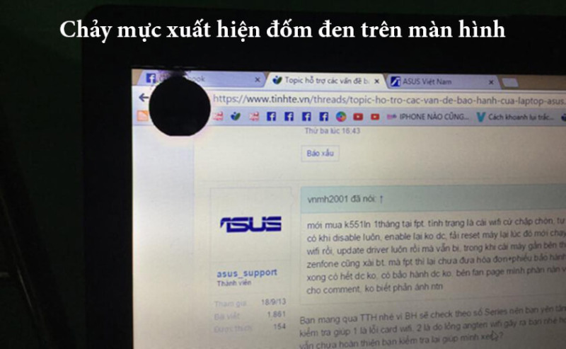 Cách xử lý khi màn hình laptop bị chảy mực