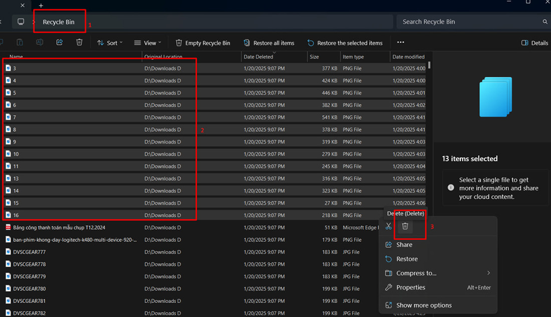 Dọn dẹp Th&ugrave;ng r&aacute;c (Recycle Bin)