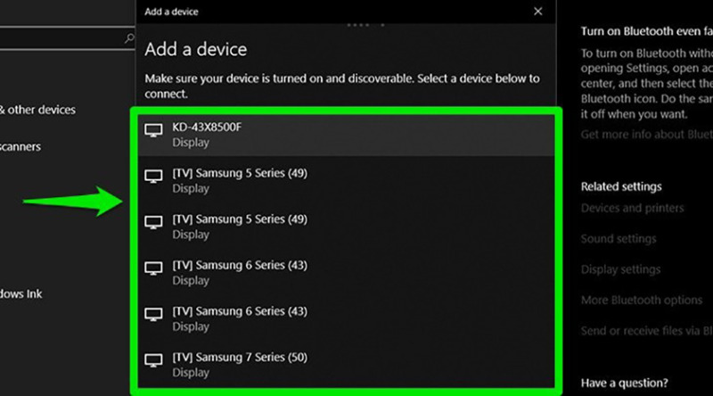 Kết nối laptop với tivi không dây bằng việc sử dụng Bluetooth bước 1