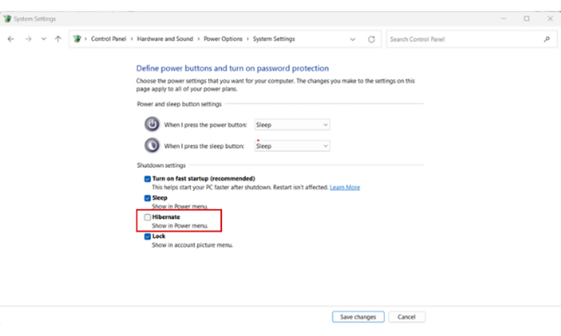 Tắt t&iacute;nh năng Hibernate (Ngủ đ&ocirc;ng)