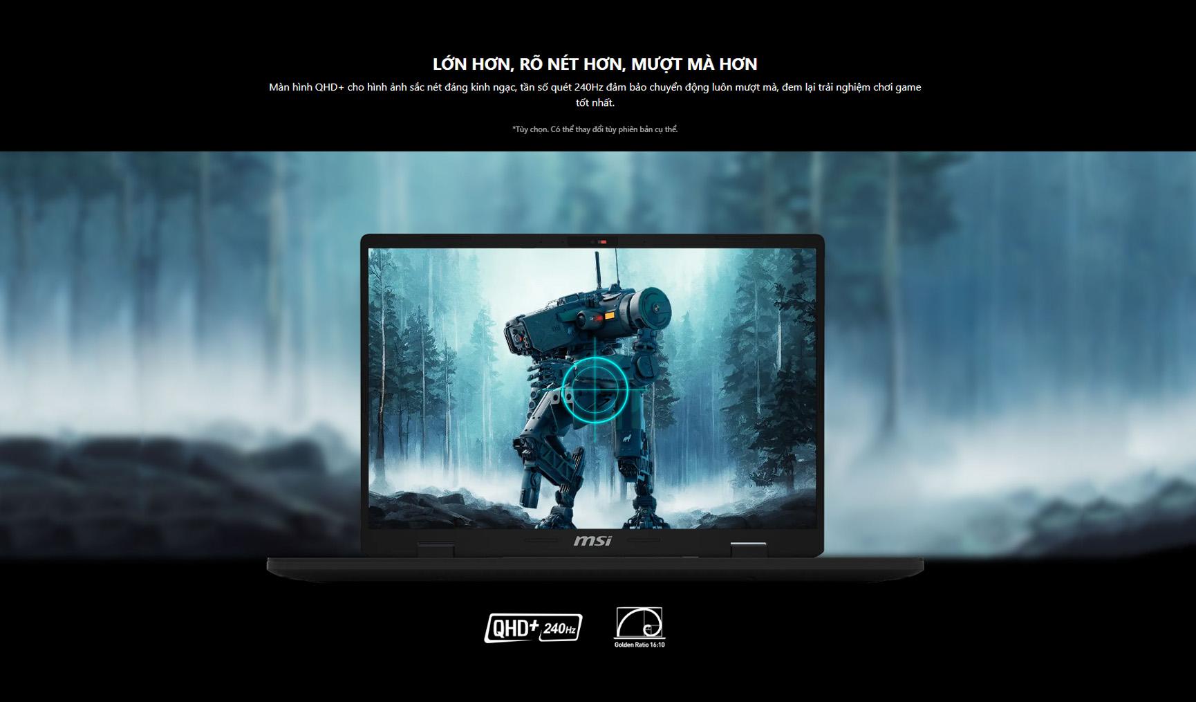 Laptop MSI Crosshair 16 HX D14VFKG-860VN (i9 14900HX/ 16GB D5/ 1TB/ RTX 4060/ 16 QHD 240Hz/ Win11)