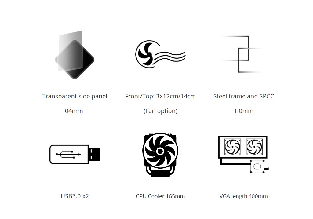 Vỏ Case VSP X1 EXTREME GAMING (Mid Tower/Màu Đen)