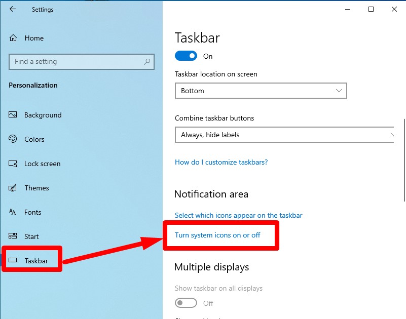 kiểm tra xem biểu tượng wifi có bị ẩn không