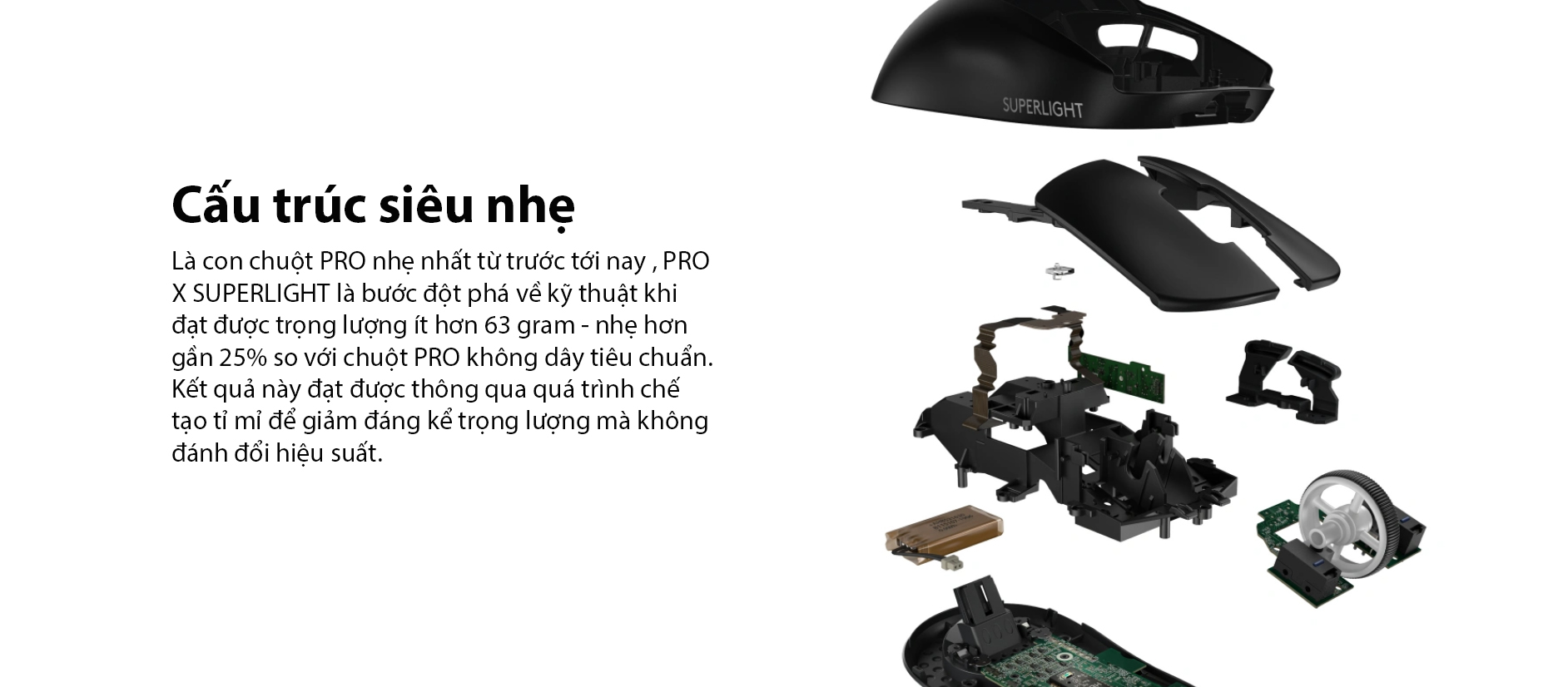 Chuột không dây Logitech Pro X Superlight Black (USB/Đen/910-005882) 3