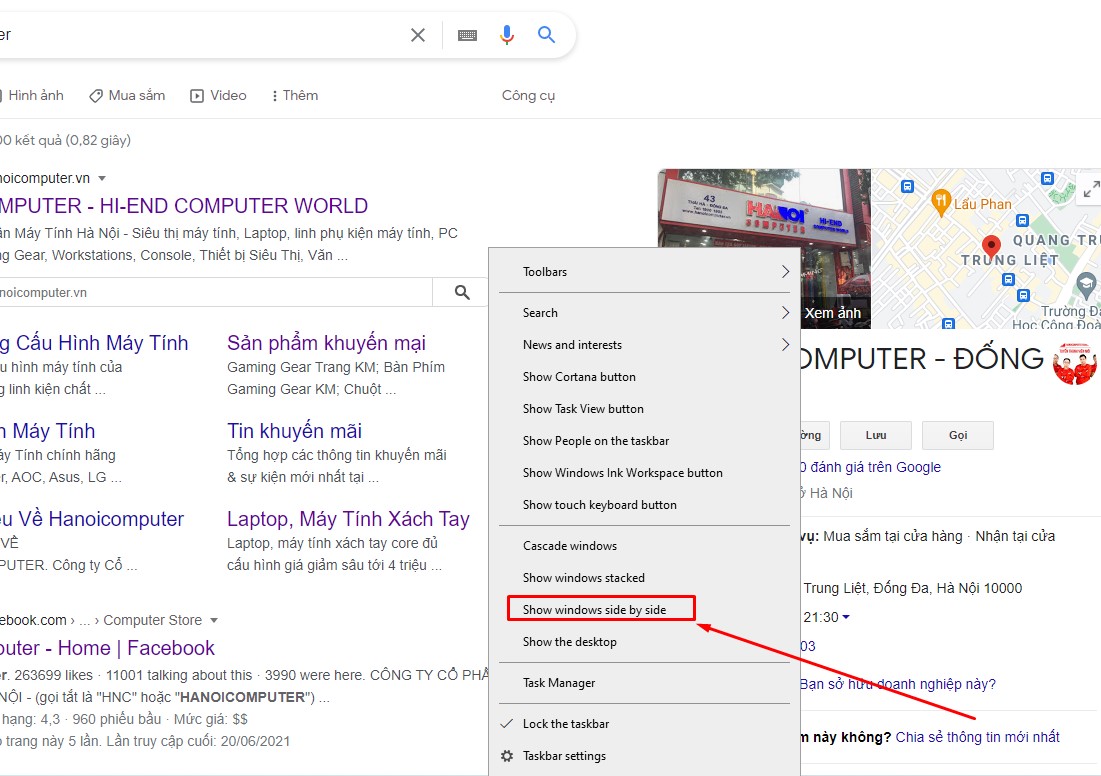 Chia đôi màn hình máy tính bằng thanh taskbar 