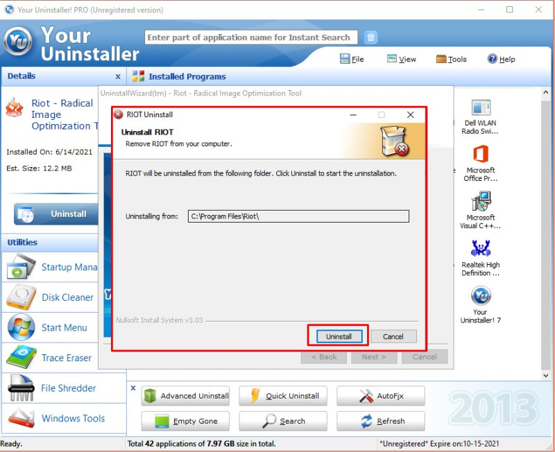 Cách xóa ứng dụng trên máy tính vĩnh viễn bằng Your Uninstaller bước 2-2