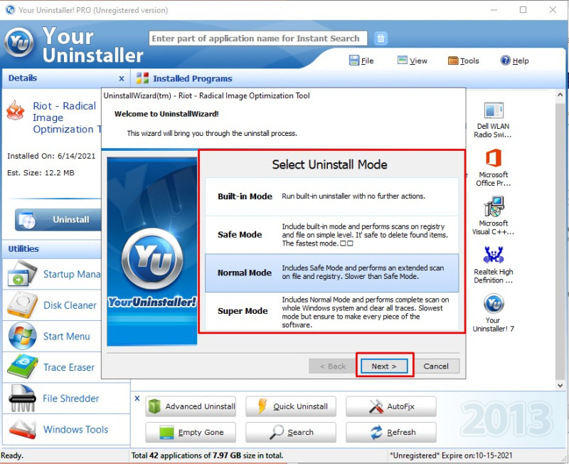 Cách xóa ứng dụng trên máy tính vĩnh viễn bằng Your Uninstaller bước 2-3
