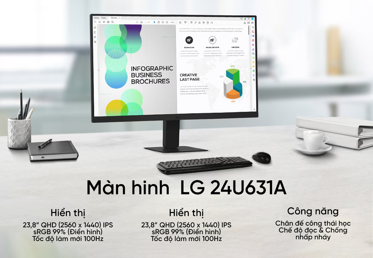 màn hình văn phòng LG 24U631A-B