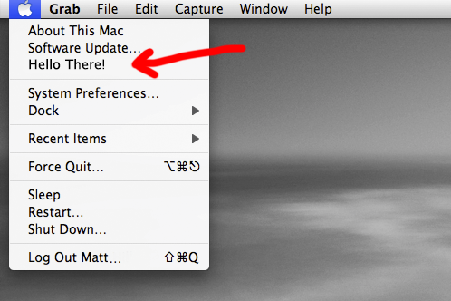 Nhấn vào logo của apple để hiện ra menu tùy chọn