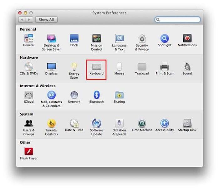 Nhấn vào phần keyboard ở phần hardware