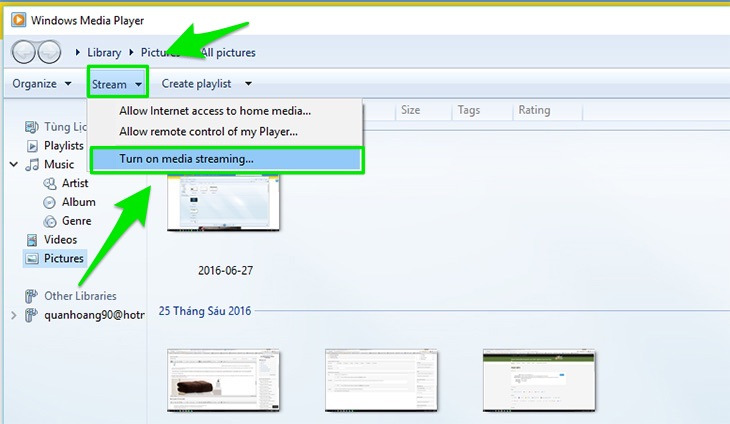 Cách kết nối máy vi tính với tivi qua DLNA bước 2