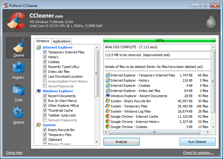dọn rác máy tính ccleaner