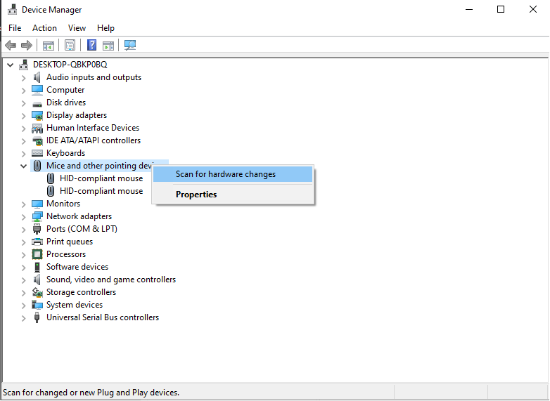 Cài đặt lại driver cho chuột