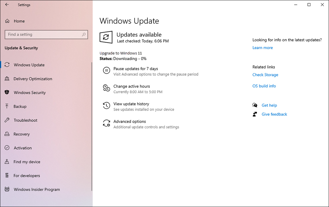 Windows Update đang tải xuống Windows 11