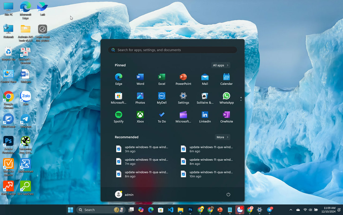 Giao diện menu Windows 11