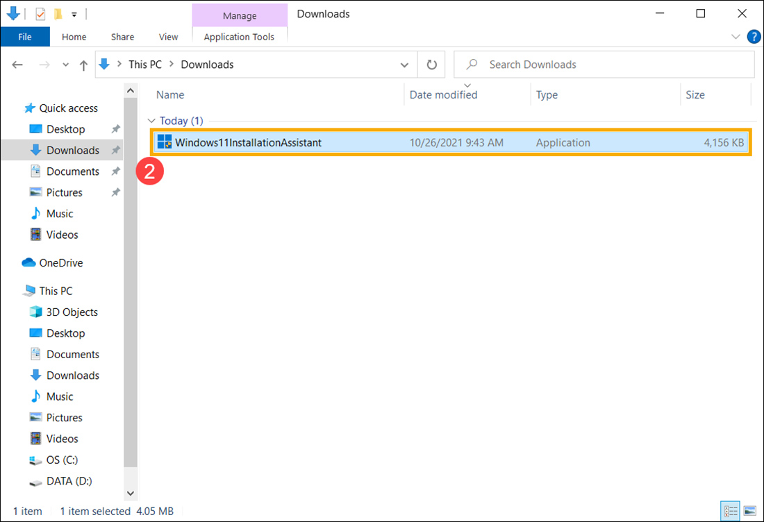 Windows 11 Installation Assistant sau khi tải về