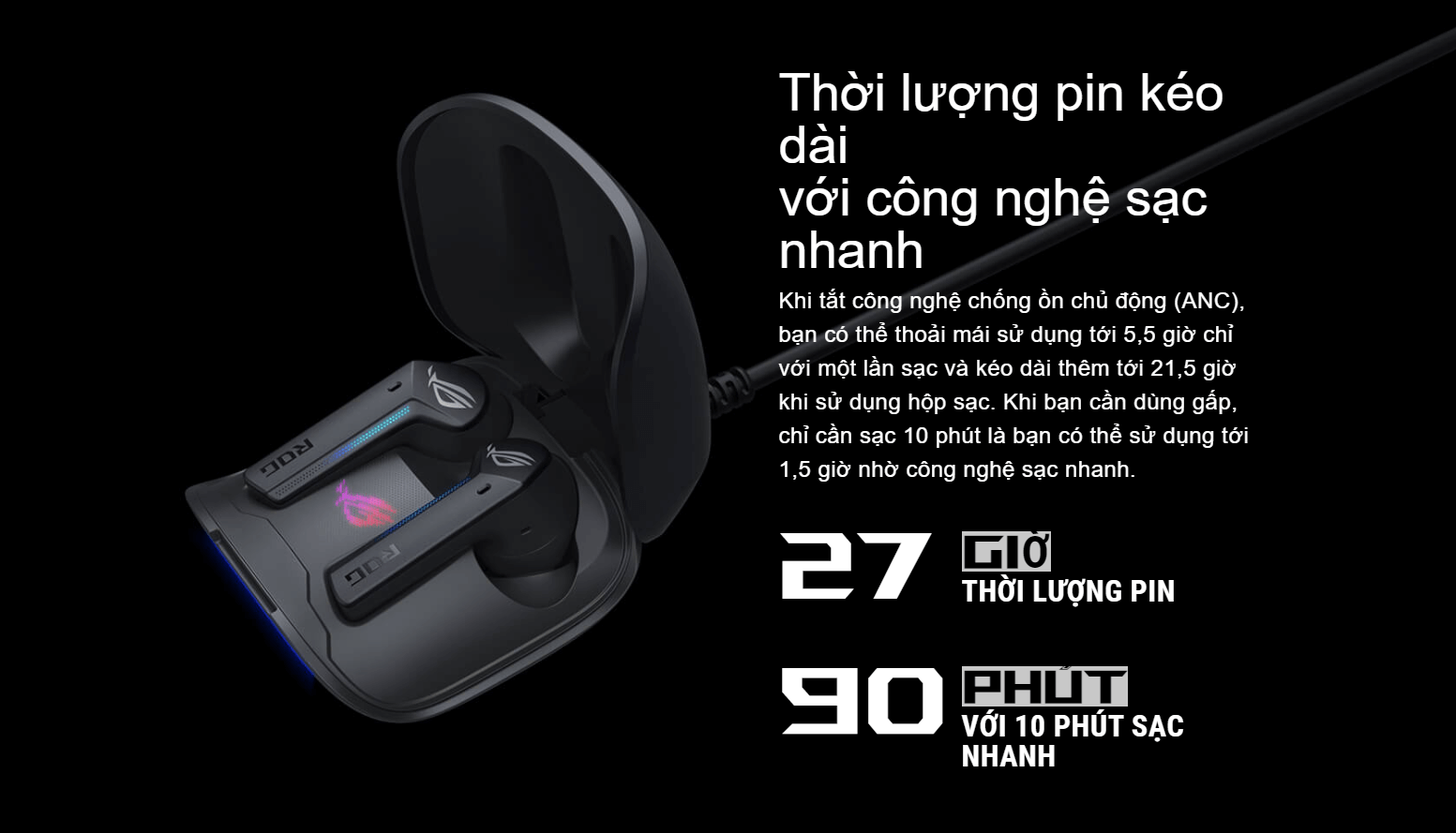 Tai nghe Asus ROG Cetra True Wireless White 5