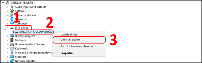 Kh&ocirc;ng nhận, nhận sai hoặc lỗi Driver 1
