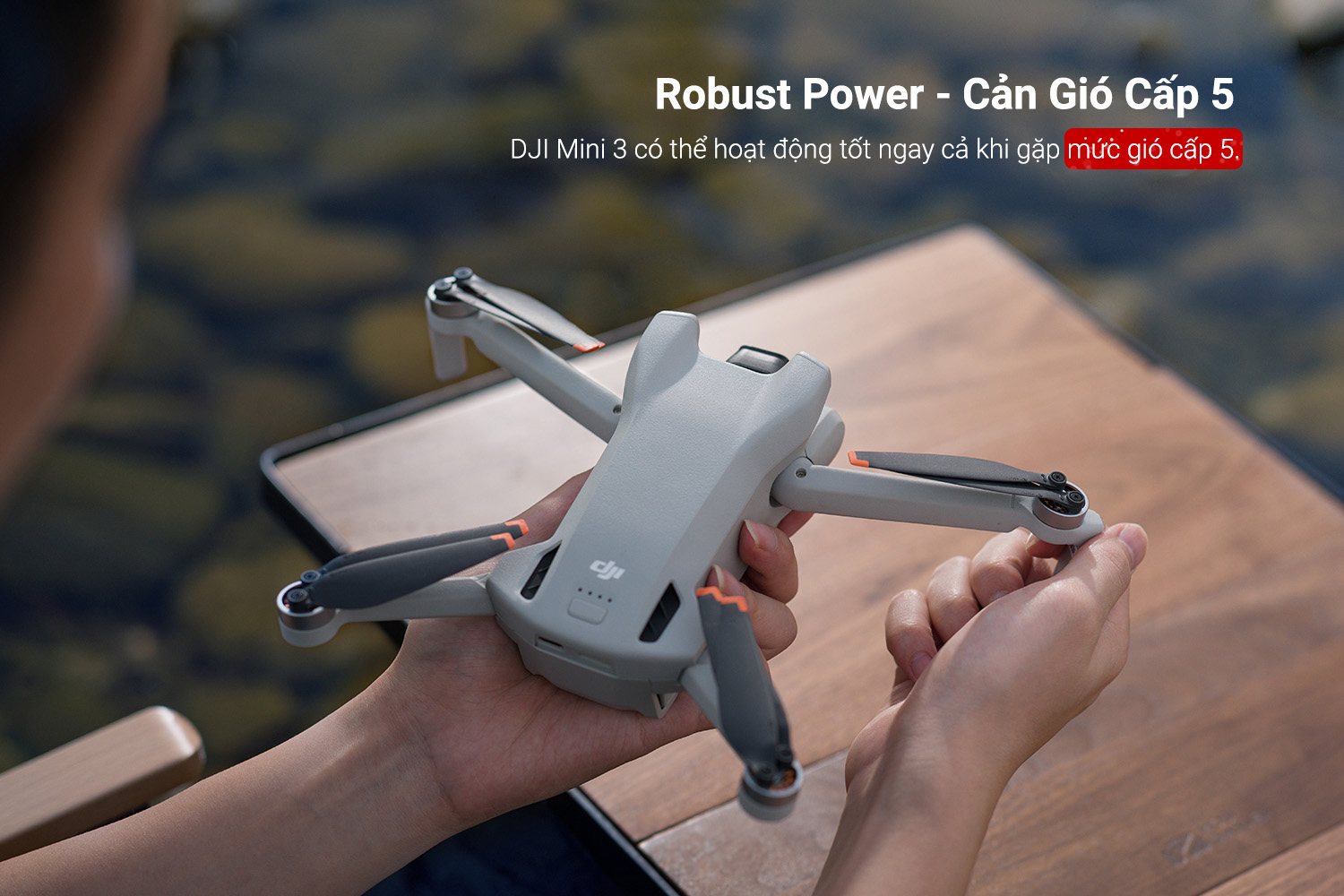 Khả năng cản gió cấp 5 giúp flycam quay những thước phim ổn định