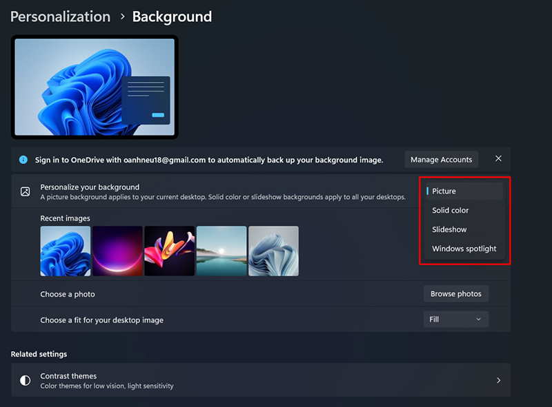 Đổi hình nền máy tính trong Settings 2