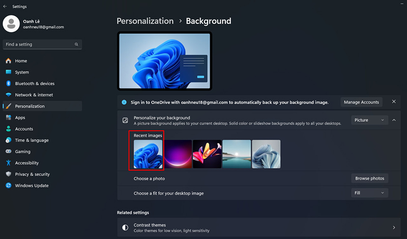 Đổi hình nền máy tính trong Settings 3