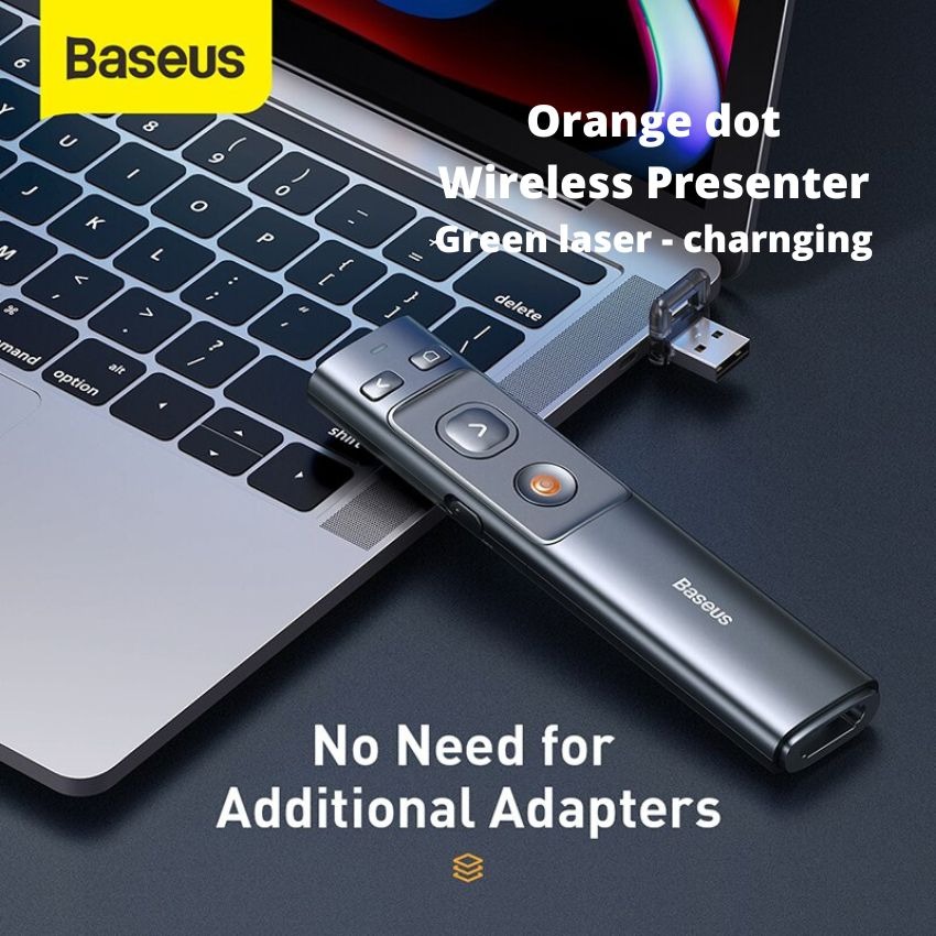 Bút trình chiếu Baseus Orange Dot Wireless Presenter (Red Laser) Grey 2