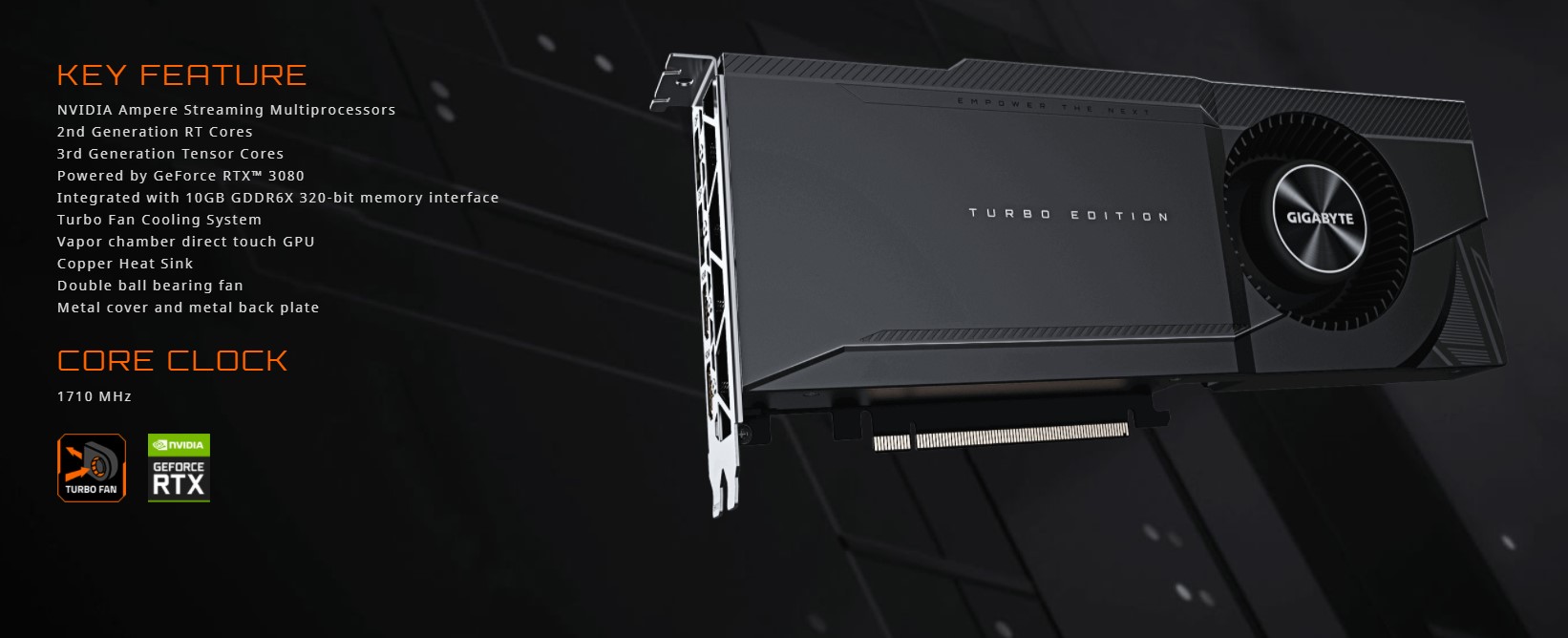 Card màn hình Gigabyte RTX 3080 TURBO OC 10GD-V2