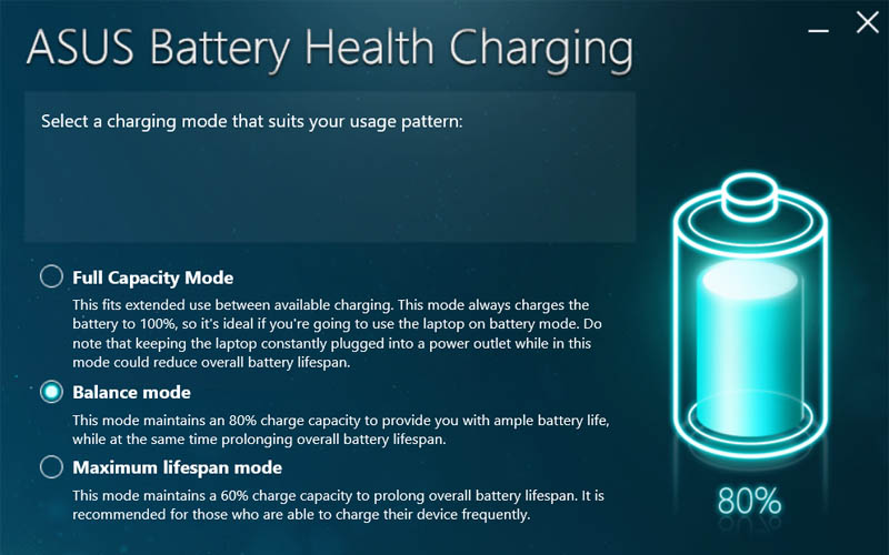 C&aacute;ch c&agrave;i đặt chế độ sạc pin laptop win 10 bằng phần mềm cho laptop Asus