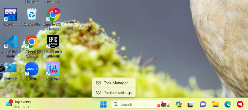 Cách mở Task Manager win 11 trên thanh Taskbar 1