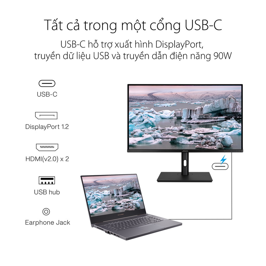 Màn hình Asus PA329CV kết nối đơn giản với macbook hay laptop ultrabook - HACOM