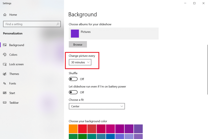  Đặt t&ugrave;y chọn Change picture PC 3 m&agrave;n h&igrave;nh