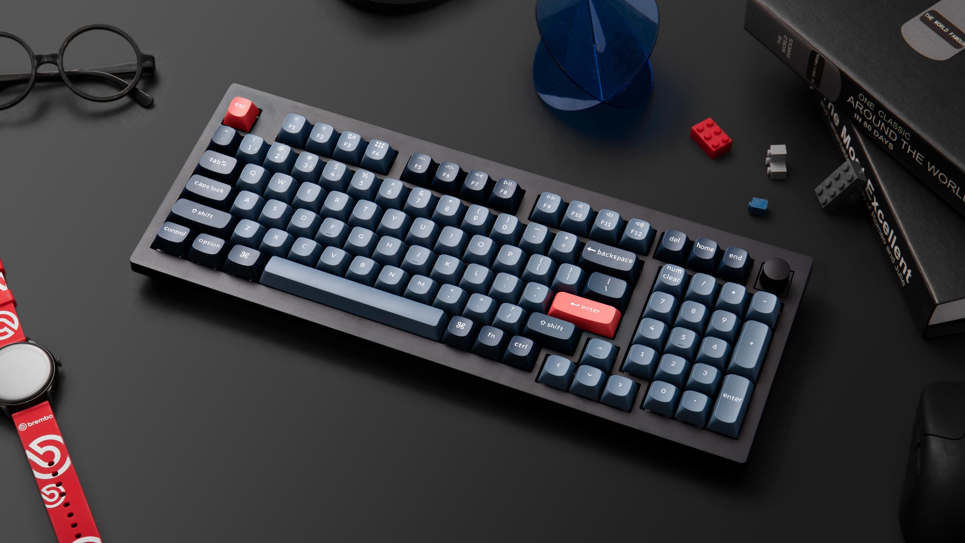 Bàn phím Keychron V5M-D1 V5 Max Swappable RGB Backlight Red Switch - Black - Knob Version 1