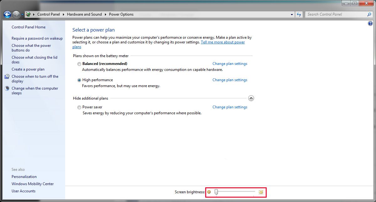 chỉnh độ sáng màn hình laptop win 7