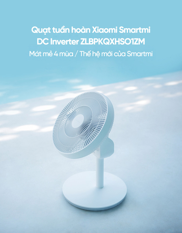 Quạt đứng tích điện tuần hoàn không khí Smartmi DC Inverter - ZLBPKQXHS01ZM - Màu trắng 