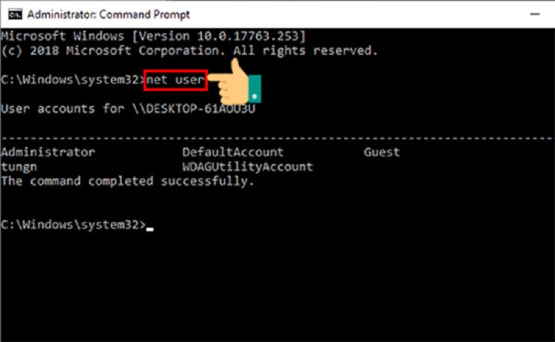 C&aacute;ch reset pass m&aacute;y t&iacute;nh với lệnh DOS