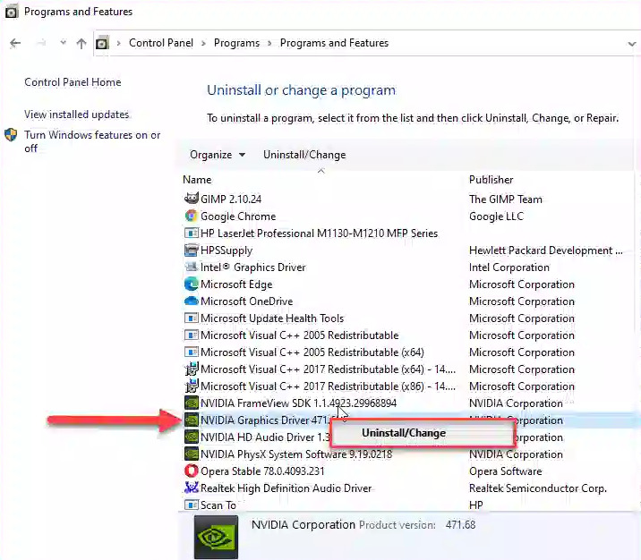 Gỡ c&agrave;i đặt v&agrave; tải lại driver card m&agrave;n h&igrave;nh trước khi reset VGA card bước 4