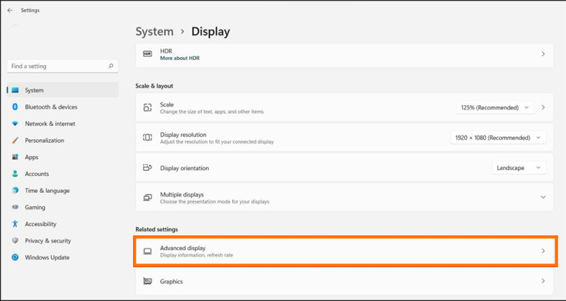 Cách chỉnh tần số quét màn hình Win 11 bước 2