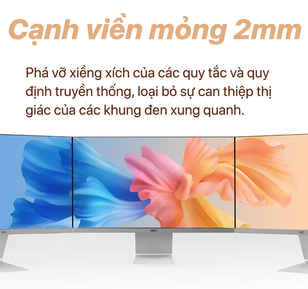 HKC MG27S9QS sở hữu thiết kế phẳng với gam màu bạc tạo cảm giác cao cấp và hiện đại hơn so với các dòng màn hình phổ thông.