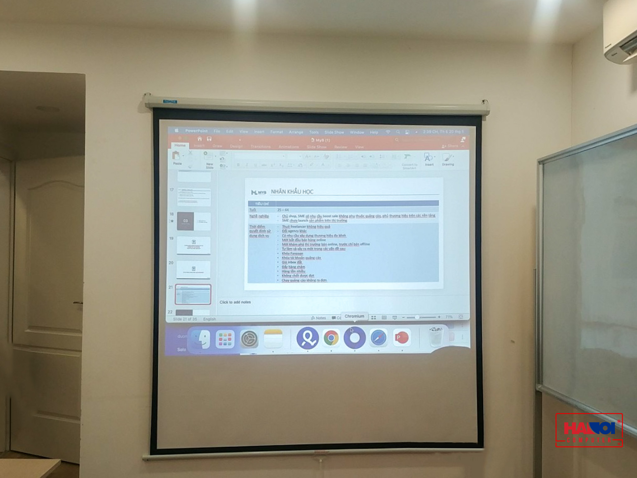 man chieu treo tuong Dalite P70WS HACOM 1