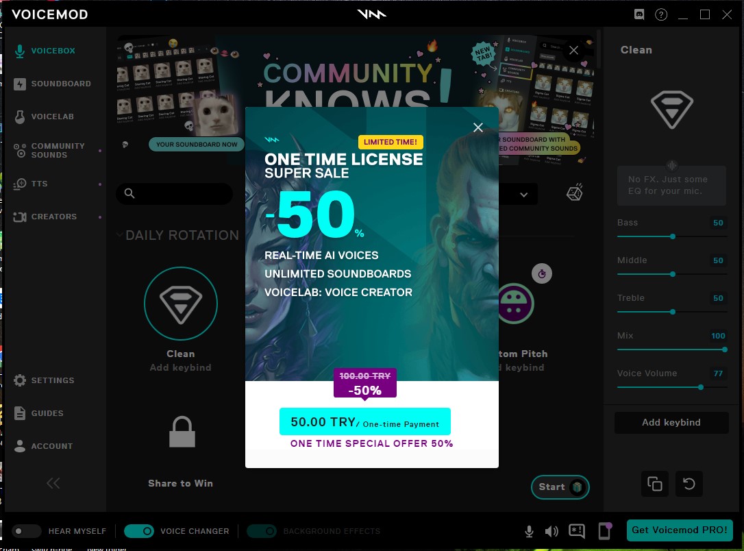 phần mềm đã hiển thị 50TRY tươn đương ~ 50.000đ