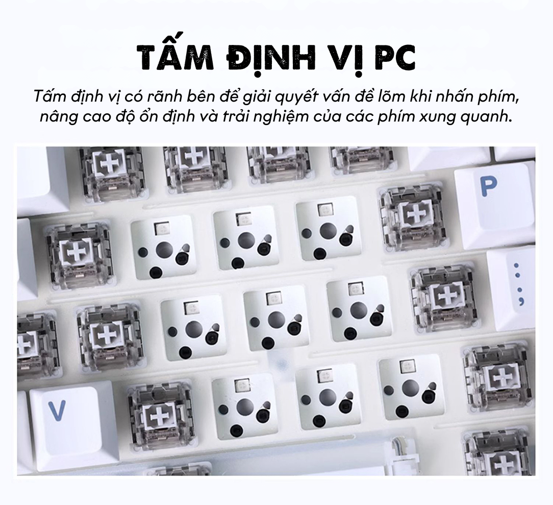 Bàn phím cơ AULA F87 3 mode Đen Trắng Xanh dương (TypeC + 2.4G + Bluetooth, Grey wood V3 switch, led RGB) 8