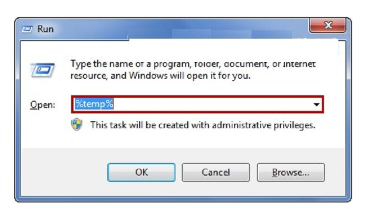 Sửa lỗi Not Responding bằng c&aacute;ch x&oacute;a c&aacute;c bộ nhớ tạm bước 2