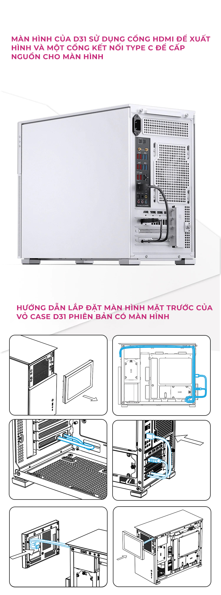 Vỏ case Jonsbo D31 STD White ( Mini Tower/Màu Trắng)