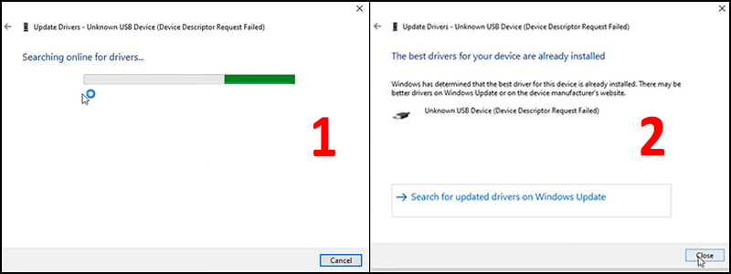 cập nhật USB kh&ocirc;ng nhận 