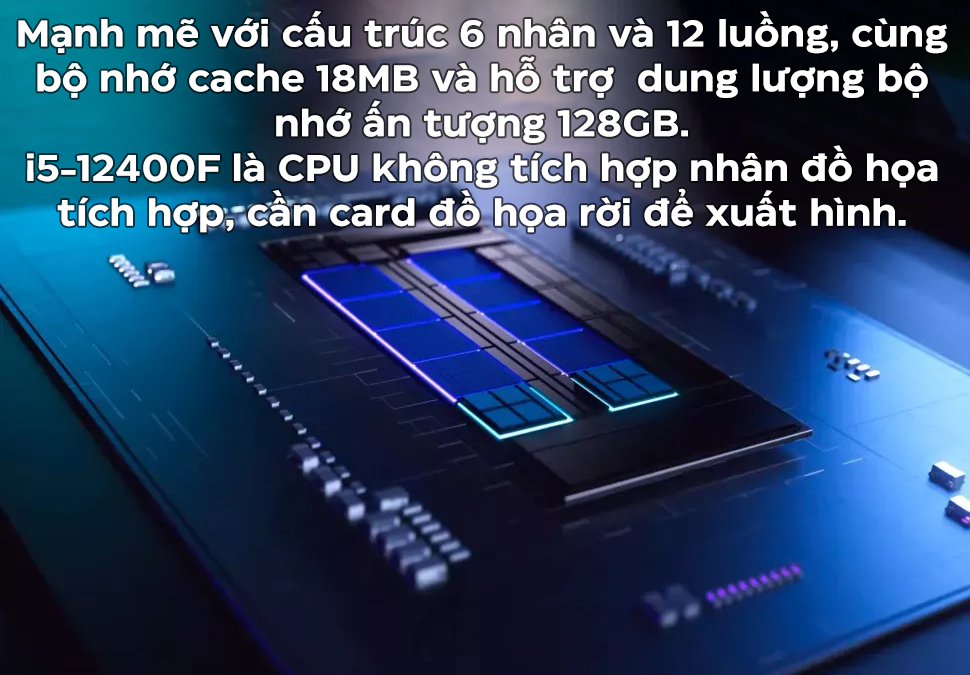 CPU Intel Core i5-12400F (Upto 4.4Ghz, 6 nhân 12 luồng, 18MB Cache, 65W) - Socket Intel LGA 1700)