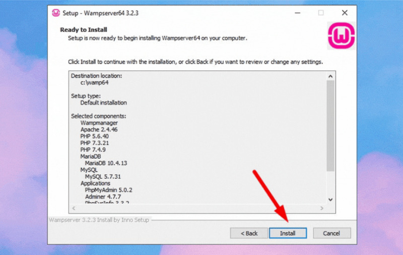 Chọn chỗ lưu Wamp Server 64 bit