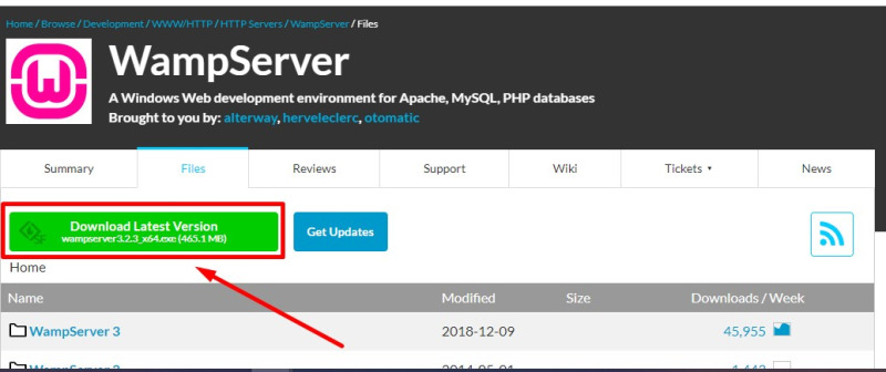 Bước 1: Tải phần mềm WampServer 64 trên web