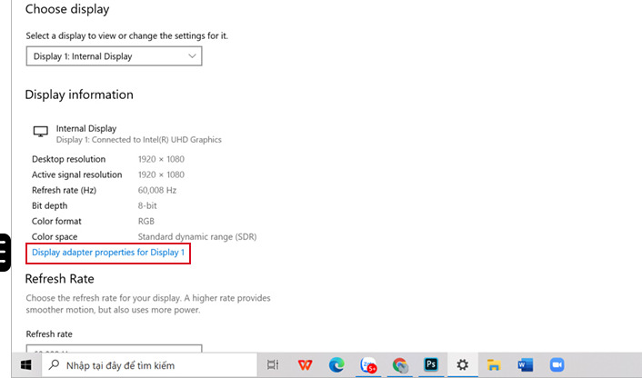 Kiểm tra tần số qu&eacute;t m&agrave;n h&igrave;nh bước 3