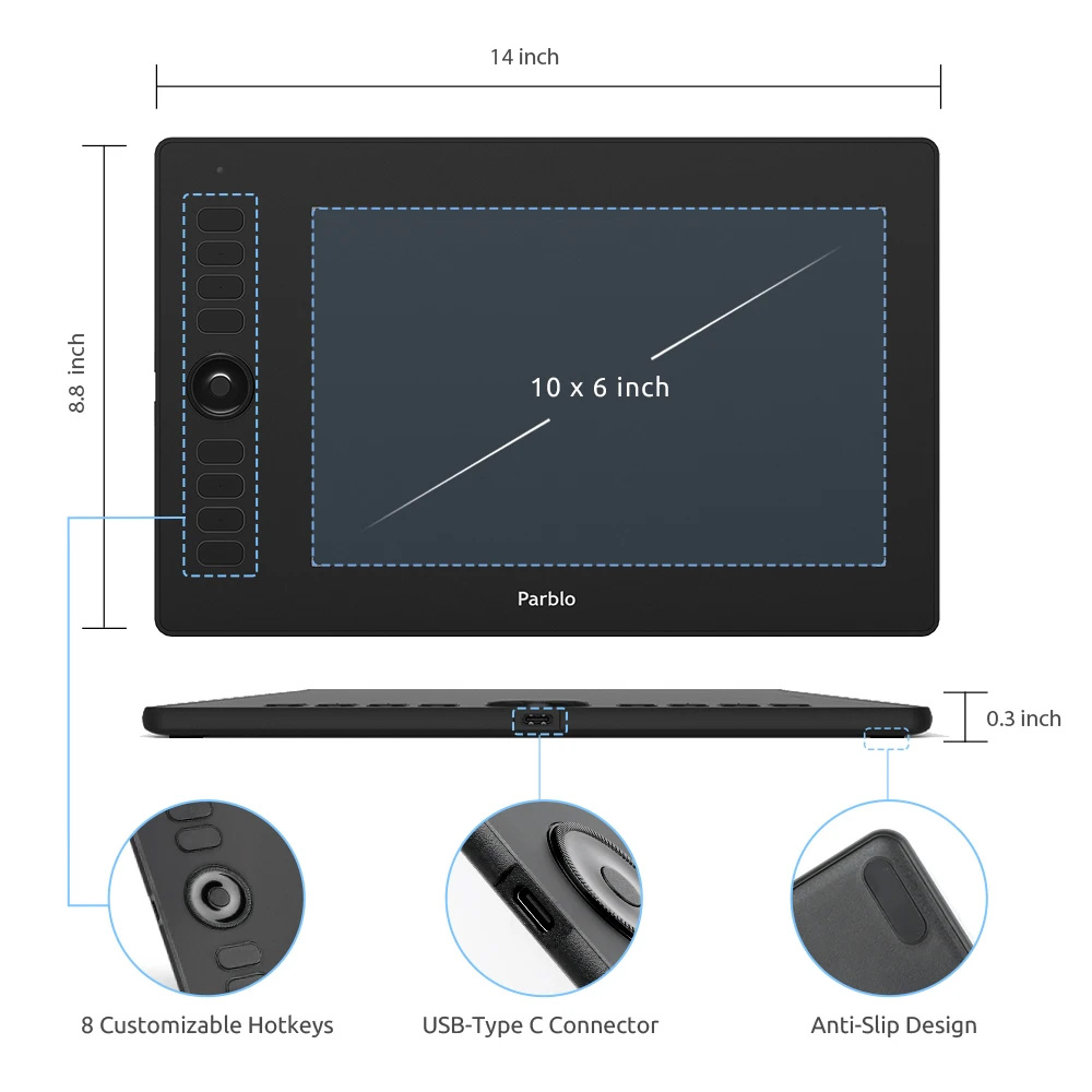 Bút không pin 8192 mức lực nhấn, ±60° nghiêng